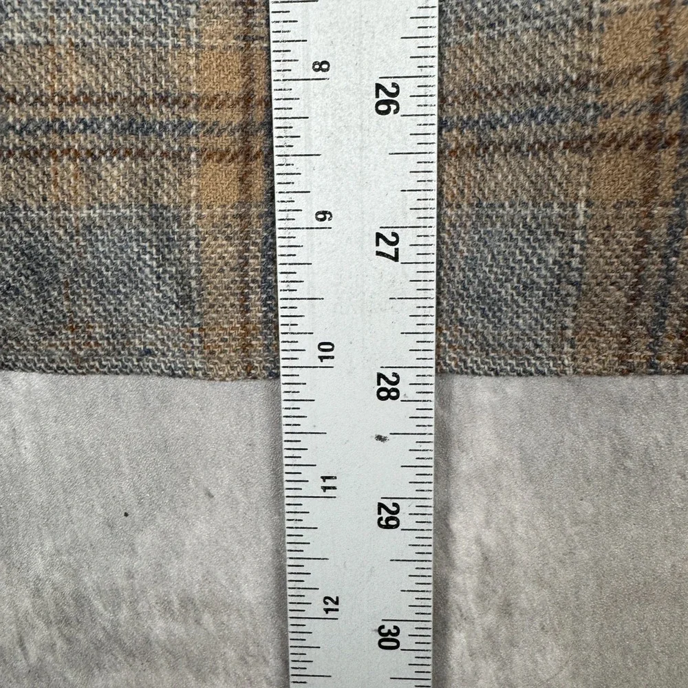 Vintage Pendleton Lodge Shirt Mens Medium Grey Brown Plaid Wool 60s 70s USA Made